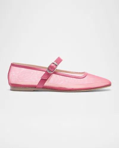 Le Monde Beryl Mesh Mary Jane Ballerina Flats In Pink