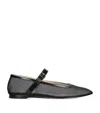 Le Monde Beryl Le Monde Béryl Pointed Toe Ballerinas With Semi-transparent Mesh In Black