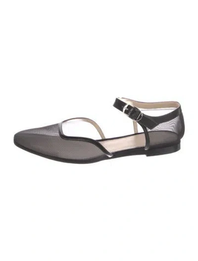 Pre-owned Le Monde Beryl Mesh Mary Jane Flats In Black