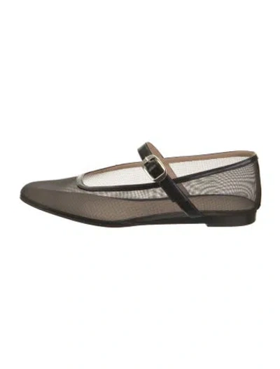 Pre-owned Le Monde Beryl Mesh Mary Jane Flats In Black