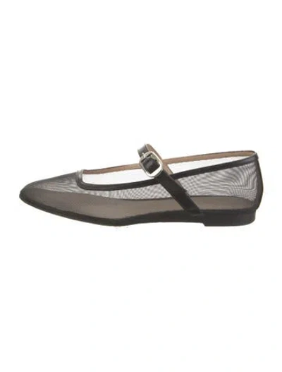 Pre-owned Le Monde Beryl Mesh Mary Jane Flats In Black