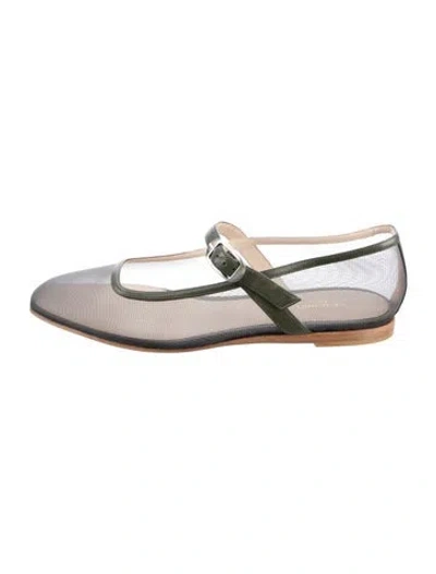 Pre-owned Le Monde Beryl Mesh Mary Jane Flats In Black