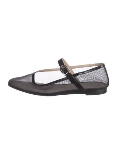 Pre-owned Le Monde Beryl Mesh Mary Jane Flats In Black