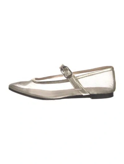 Pre-owned Le Monde Beryl Mesh Mary Jane Flats In Black