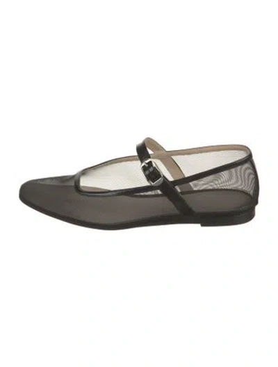 Pre-owned Le Monde Beryl Mesh Mary Jane Flats In Black