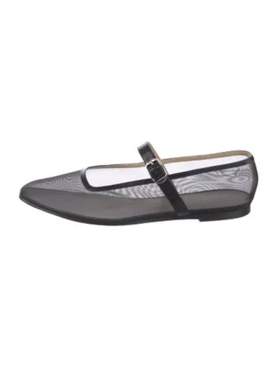 Pre-owned Le Monde Beryl Mesh Mary Jane Flats In Black