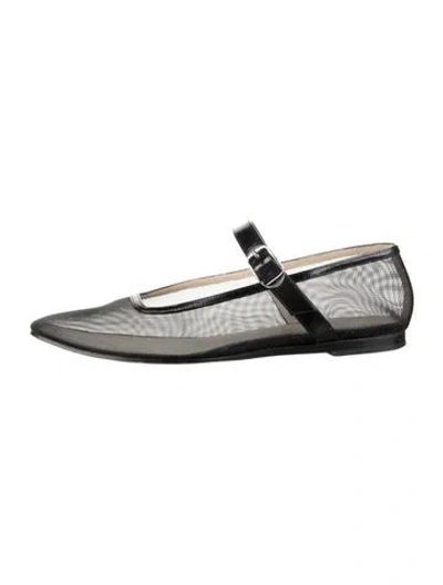 Pre-owned Le Monde Beryl Mesh Mary Jane Flats In Black