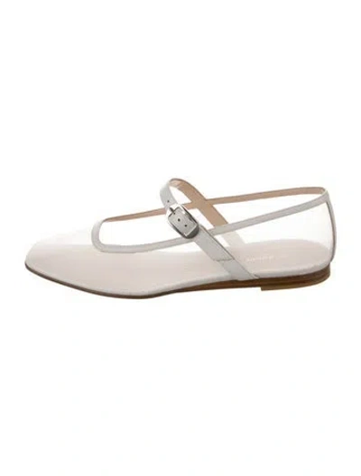 Pre-owned Le Monde Beryl Mesh Mary Jane Flats In Neutral