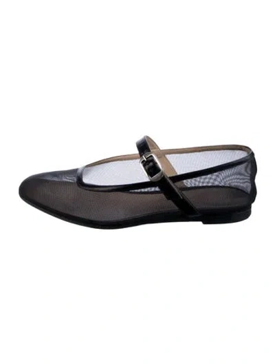 Pre-owned Le Monde Beryl Mesh Mary Jane Flats In Silver