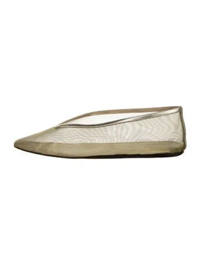 Pre-owned Le Monde Beryl Mesh Mesh Accents Ballet Flats In Gold