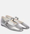 Le Monde Beryl Metallic Leather Mary Jane Flats In Silver