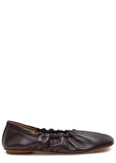 Le Monde Beryl Mica Gathered Leather Ballet Flats In Purple