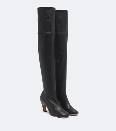 Le Monde Beryl Mica Over-the-knee Leather Boots In Black