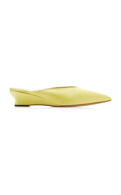 Le Monde Beryl Micro-wedge Silk-satin Mules In Yellow