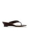 Le Monde Beryl Micro-wedge Snake-effect Leather Mules In Brown
