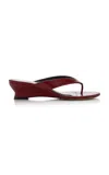 Le Monde Beryl Leather Wedge Sandals In Burgundy