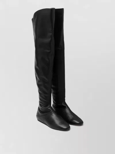 Le Monde Beryl Over The Knee Flat Sole Pointed Boots In Black