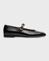 Le Monde Beryl Leather Mary Jane Ballet Flats In Black