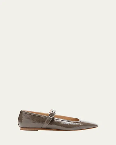 Le Monde Beryl Patent Leather Mary Jane Ballerina Flats In Brown
