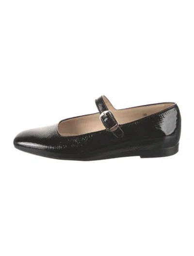 Pre-owned Le Monde Beryl Patent Leather Mary Jane Flats In Black