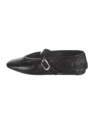 Pre-owned Le Monde Beryl Patent Leather Mary Jane Flats In Black