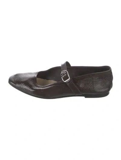 Pre-owned Le Monde Beryl Patent Leather Mary Jane Flats In Brown