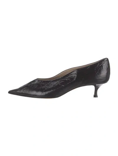 Pre-owned Le Monde Beryl Patent Leather Patterned Pumps In Black