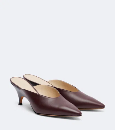 Le Monde Beryl Le Monde Béryl Petra Leather Mules In Burgundy