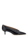 Le Monde Beryl Babouche 40 Crocodile-effect Leather Pumps In Black
