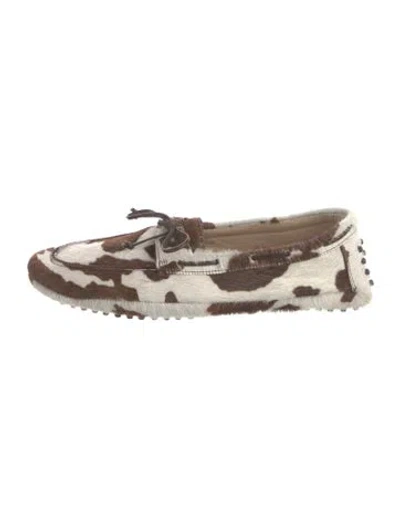 Pre-owned Le Monde Beryl Ponyhair Animal Print Moccasins In Multi