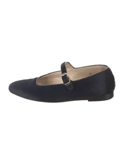Pre-owned Le Monde Beryl Ponyhair Mary Jane Flats In Blue