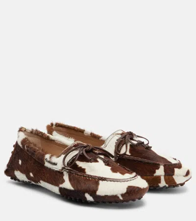 Le Monde Beryl Le Monde Béryl Printed Calf Hair Driving Shoes In Brown