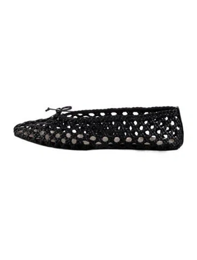 Pre-owned Le Monde Beryl Raffia Ballet Flats In Black