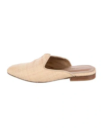 Pre-owned Le Monde Beryl Raffia Grosgrain Trim Mules In Neutrals