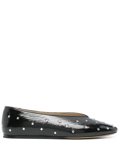 Le Monde Beryl Studded Leather Regency Ballet Flats In Black