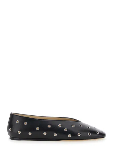 Le Monde Beryl 'regency' Black Ballerinas With Eyelets