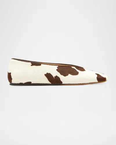 Le Monde Beryl Regency Calf Hair Ballet Flats In White