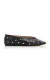 Le Monde Beryl Luna Stud-embellished Leather Ballerina Shoes In Black