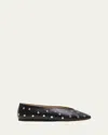 Le Monde Beryl Luna Stud-embellished Leather Ballerina Shoes In Black