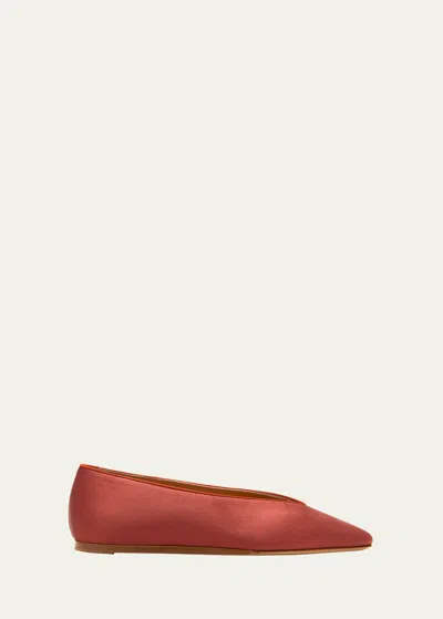 Le Monde Beryl Regency Satin Ballerina Flats In Rust