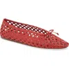 Le Monde Beryl Regency Woven Leather Ballet Flats In Red