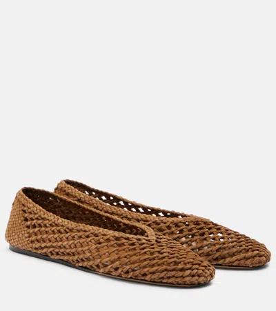 Le Monde Beryl Le Monde Béryl Regency Woven Suede Ballet Flats In Yellow