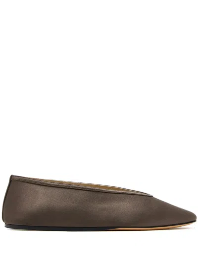 Le Monde Beryl Satin Ballerina Shoes In Brown