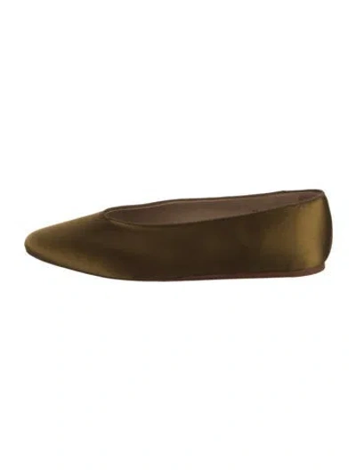 Pre-owned Le Monde Beryl Satin Ballet Flats In Green