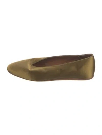 Pre-owned Le Monde Beryl Satin Ballet Flats In Green