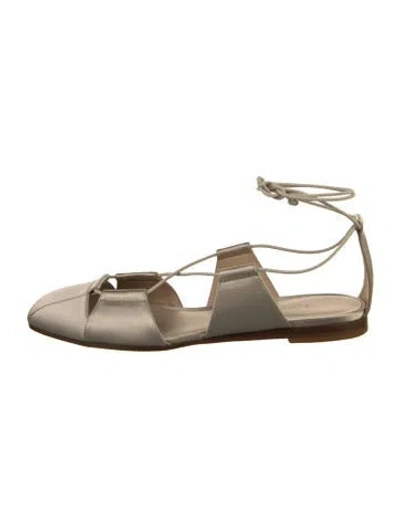 Pre-owned Le Monde Beryl Satin Flats W/ Tags In Neutral