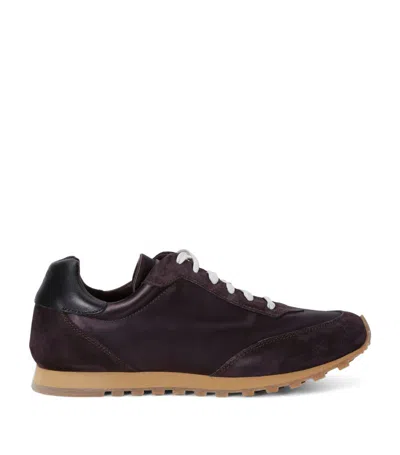Le Monde Beryl Satin-leather Slim Runner Sneakers In Dark Brown