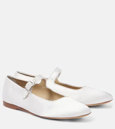 Le Monde Beryl Satin Mary Jane Flats In White
