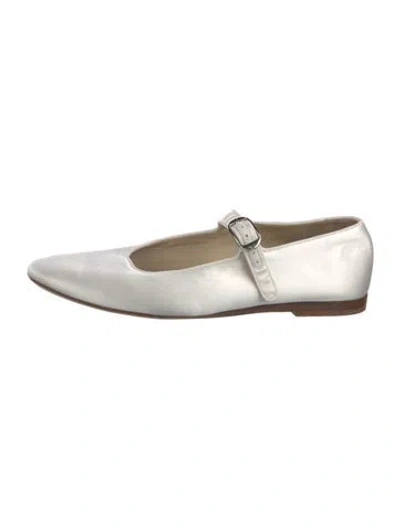 Pre-owned Le Monde Beryl Satin Mary Jane Flats In White
