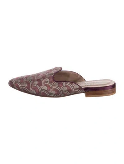 Pre-owned Le Monde Beryl Satin Patterned Mules In Purple